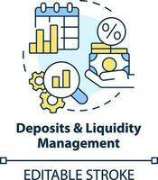 Deposits and liquidity management concept icon. Treasury management service abstract idea thin line illustration. Isolated outline drawing. Editable stroke vector