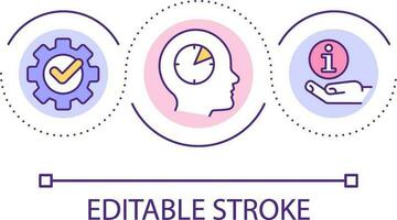 Short-term memory in learning loop concept icon. Processing new information abstract idea thin line illustration. Exercising memory muscle. Isolated outline drawing. Editable stroke vector