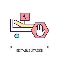 Avoid hospitalization RGB color icon. Prevention of inpatient treatment. Health care. Rehabilitation. Intensive care. Isolated vector illustration. Simple filled line drawing. Editable stroke