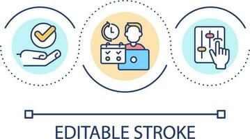 Student self management loop concept icon. Controlling academic performance abstract idea thin line illustration. Strengthen self-control. Isolated outline drawing. Editable stroke vector