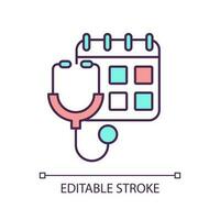 Regular checkup RGB color icon. Schedule doctor appointment. Medical examination planning. Physician visit. Isolated vector illustration. Simple filled line drawing. Editable stroke