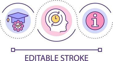 Memorization techniques loop concept icon. Learn new information abstract idea thin line illustration. Knowledge retention. Brain training. Isolated outline drawing. Editable stroke vector