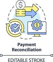 Payment reconciliation concept icon. Treasury management system function abstract idea thin line illustration. Isolated outline drawing. Editable stroke vector