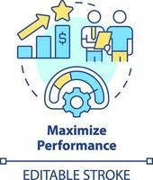 Maximize performance concept icon. Improve process. Treasury management benefit abstract idea thin line illustration. Isolated outline drawing. Editable stroke vector