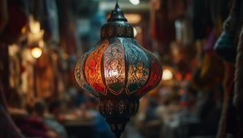 Ornate lanterns illuminate the Middle Eastern night generated by AI photo