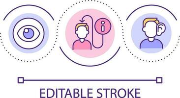 Sensory memory loop concept icon. Viewing, listening skills development abstract idea thin line illustration. Education and psychology. Isolated outline drawing. Editable stroke vector