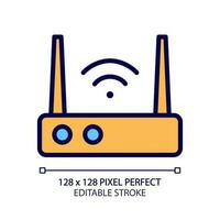 Internet píxel Perfecto rgb color icono. punto de acceso inalámbrico conexión. ciberespacio acceso. público utilidad. electrónico aparato. aislado vector ilustración. sencillo lleno línea dibujo. editable carrera