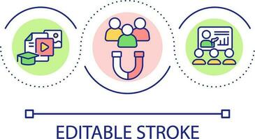 Increasing students engagement loop concept icon. Digital educational resources abstract idea thin line illustration. Online learning. Isolated outline drawing. Editable stroke vector