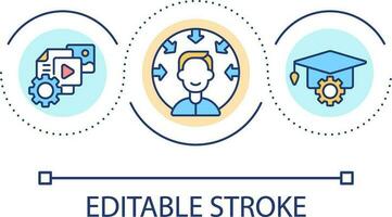 Student centric approach loop concept icon. Learner-centered education abstract idea thin line illustration. E learning process. Isolated outline drawing. Editable stroke vector