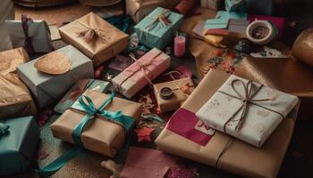 A heap of gifts, wrapped with love generated by AI photo