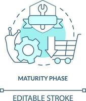 Maturity phase turquoise concept icon. Slowly production. Stage of product lifecycle abstract idea thin line illustration. Isolated outline drawing. Editable stroke vector