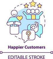 Happier customers concept icon. Satisfaction level. Tracking customer engagement abstract idea thin line illustration. Isolated outline drawing. Editable stroke vector