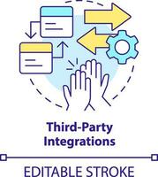 Third party integrations concept icon. Customer engagement platform feature abstract idea thin line illustration. Isolated outline drawing. Editable stroke vector