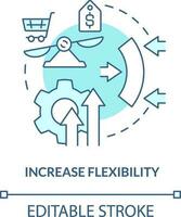 Increase flexibility turquoise concept icon. Addressing covid impact on logistics abstract idea thin line illustration. Isolated outline drawing. Editable stroke vector