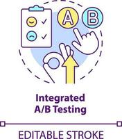 Integrated AB testing concept icon. Customer engagement platform feature abstract idea thin line illustration. Isolated outline drawing. Editable stroke vector