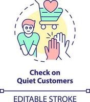 Check on quiet customer concept icon. Appreciate client. Customer engagement strategy abstract idea thin line illustration. Isolated outline drawing. Editable stroke vector