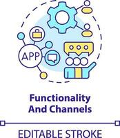 Functionality and channels concept icon. Customer engagement platform feature abstract idea thin line illustration. Isolated outline drawing. Editable stroke vector