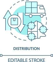 Distribution turquoise concept icon. Logistics. Element of supply chain management abstract idea thin line illustration. Isolated outline drawing. Editable stroke vector