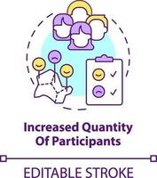 Increased quantity of participants concept icon. Advantage of digital engagement abstract idea thin line illustration. Isolated outline drawing. Editable stroke vector