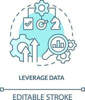 Leverage data turquoise concept icon. Improve visibility. Supply chain priority abstract idea thin line illustration. Isolated outline drawing. Editable stroke. Arial, Myriad Pro-Bold fonts used vector