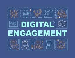 Digital engagement word concepts blue banner. Ecommerce. Infographics with editable icons on color background. Isolated typography. Vector illustration with textd