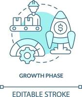 Growth phase turquoise concept icon. Business development. Stage of product lifecycle abstract idea thin line illustration. Isolated outline drawing. Editable stroke vector