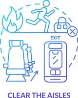 Clear aisles blue gradient concept icon. Surviving plane crash abstract idea thin line illustration. Emergency evacuation. Exit route. Isolated outline drawing vector