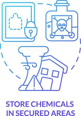 Store chemicals in secured areas blue gradient concept icon. Prepare for tornado at home abstract idea thin line illustration. Storage location. Isolated outline drawing