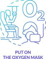 Put on oxygen mask blue gradient concept icon. Surviving aviation accident abstract idea thin line illustration. Drop in cabin pressure. Isolated outline drawing vector