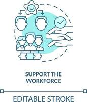 Support workforce turquoise concept icon. Addressing covid impact on logistics abstract idea thin line illustration. Isolated outline drawing. Editable stroke vector