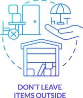 Dont leave items outside blue gradient concept icon. Prepare for storm abstract idea thin line illustration. Protect from hail damage. Isolated outline drawing vector