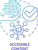 Accessible content blue gradient concept icon. Multiple communication channels. Data requirement abstract idea thin line illustration. Isolated outline drawing vector