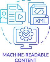 Machine readable content blue gradient concept icon. IoT. Computer processing. Key imperative abstract idea thin line illustration. Isolated outline drawing vector