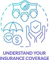 Understand insurance coverage blue gradient concept icon. Business disaster planning abstract idea thin line illustration. Professional liability. Isolated outline drawing vector