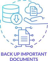 Back up important documents blue gradient concept icon. Flood precautionary measure abstract idea thin line illustration. Backup copies. Isolated outline drawing vector