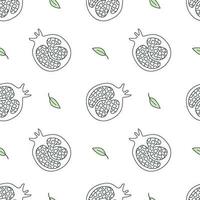 Pomegranate seamless vector pattern in doodle style.