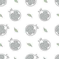 Pomegranate seamless vector pattern in doodle style.