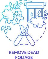 Remove dead foliage blue gradient concept icon. Wildfire preparedness tip abstract idea thin line illustration. Trimming dry vegetation. Isolated outline drawing vector