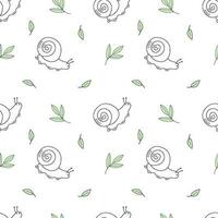 Seamless vector pattern snail in doodle style