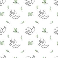 Seamless vector pattern snail in doodle style