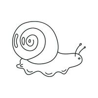 Vector illustration of a snail in doodle style