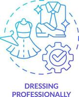 Dressing professionally blue gradient concept icon. Job interview success abstract idea thin line illustration. Business formal attire. Isolated outline drawing vector