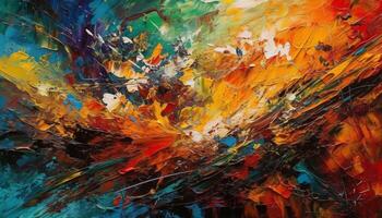 Abstract acrylic painting vibrant colors, chaotic brushstrokes, modern design generated by AI photo