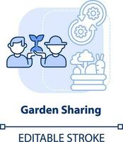 Garden sharing light blue concept icon. Urban horticulture sharing. Gardening type abstract idea thin line illustration. Isolated outline drawing. Editable stroke vector