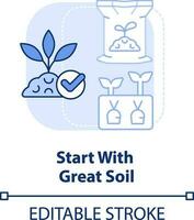 Start with great soil light blue concept icon. Nutrient-rich ground. Gardening tip abstract idea thin line illustration. Isolated outline drawing. Editable stroke vector