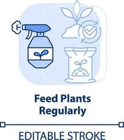 Feed plants regularly light blue concept icon. Improve and boost growing. Gardening abstract idea thin line illustration. Isolated outline drawing. Editable stroke vector