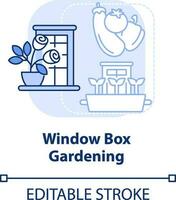 Window box gardening light blue concept icon. Windosill containers. Gardening method abstract idea thin line illustration. Isolated outline drawing. Editable stroke vector