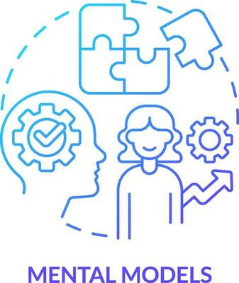 Mental models blue gradient concept icon. Basic life skill abstract idea thin line illustration. Cognitive structure. Systems thinking. Isolated outline drawing