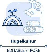 Hugelkultur light blue concept icon. Mound of organic compost. Gardening method abstract idea thin line illustration. Isolated outline drawing. Editable stroke vector