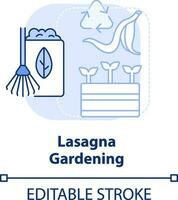 Lasagna gardening light blue concept icon. Sheet composting. Gardening method abstract idea thin line illustration. Isolated outline drawing. Editable stroke vector